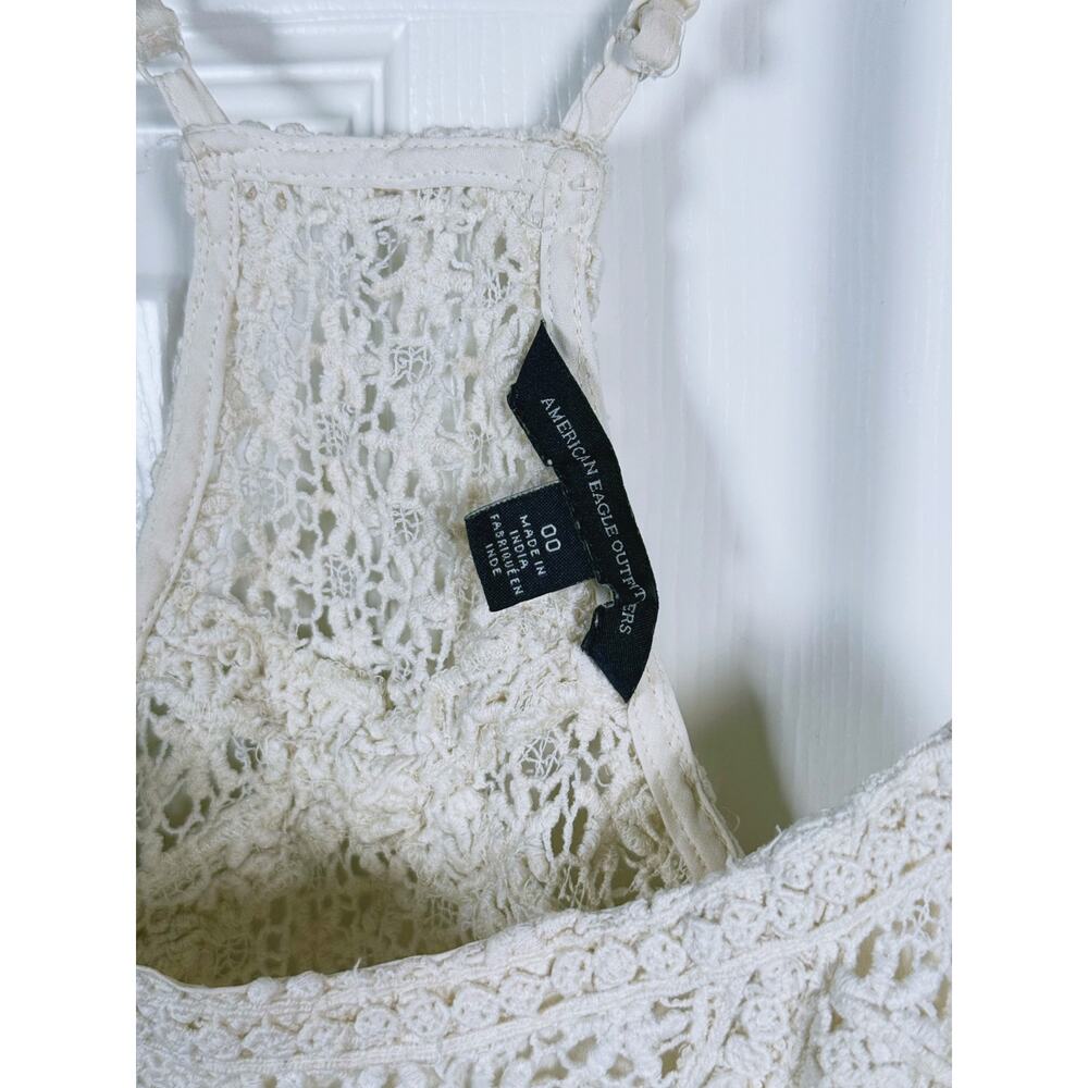 American Eagle Babydoll Mini Dress Size XS Cream Boho Country Cowgirl Concert - Picture 4 of 13
